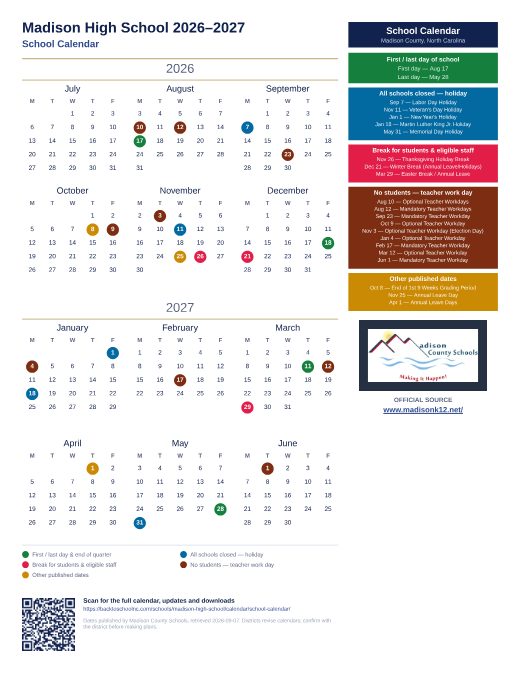 School Calendar preview
