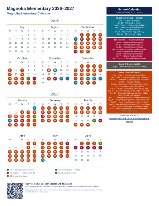 Magnolia Elementary Calendar preview