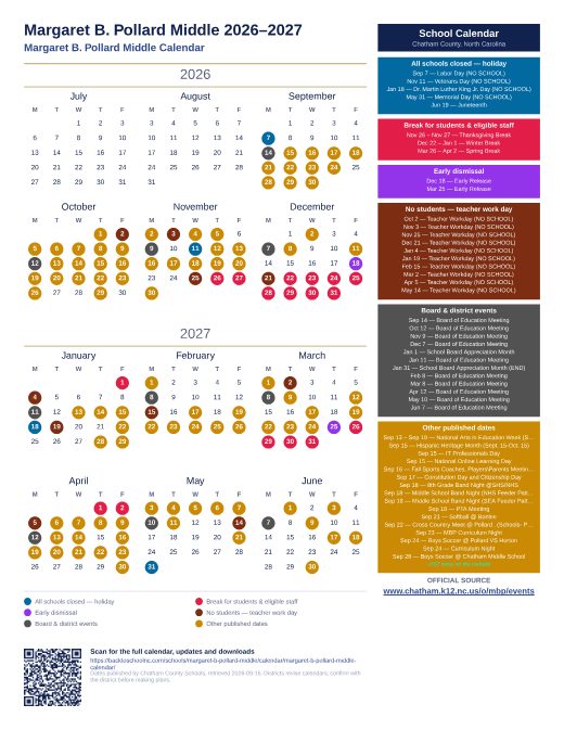 Margaret B. Pollard Middle Calendar preview