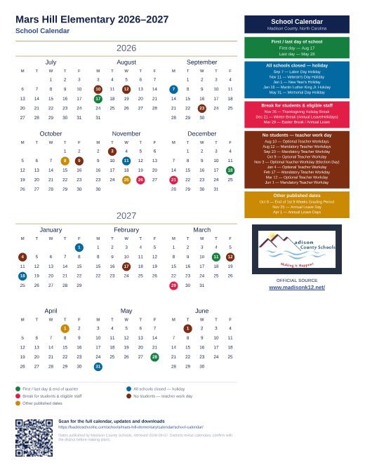 School Calendar preview