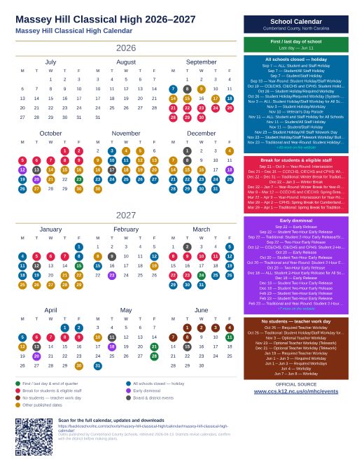 Massey Hill Classical High Calendar preview