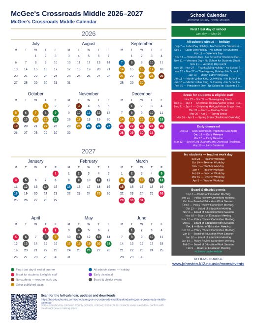 McGee's Crossroads Middle Calendar preview