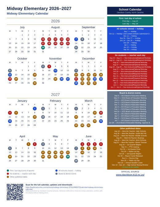 Midway Elementary Calendar preview