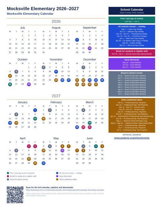 Mocksville Elementary Calendar preview