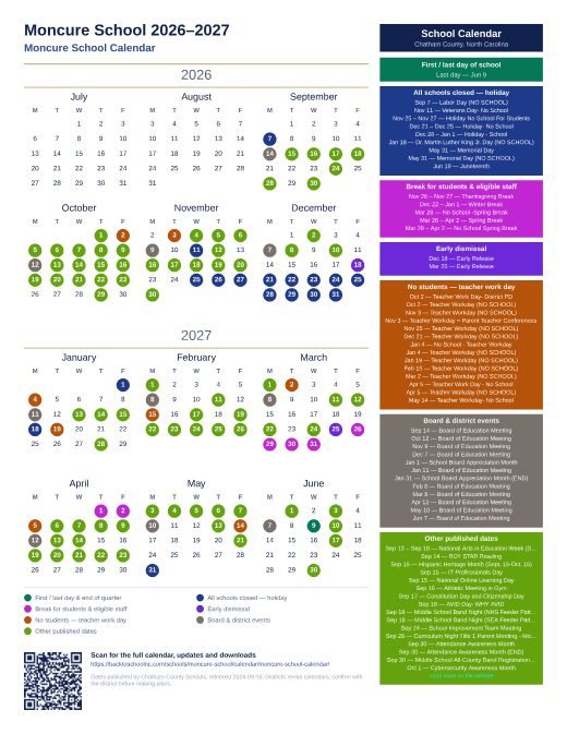 Moncure School Calendar preview