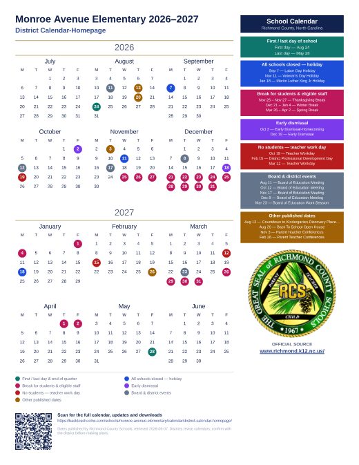 District Calendar-Homepage preview