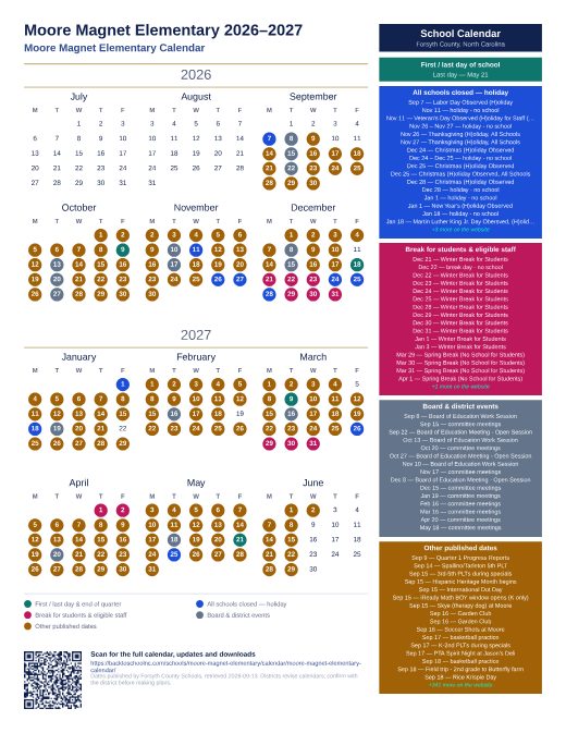 Moore Magnet Elementary Calendar preview