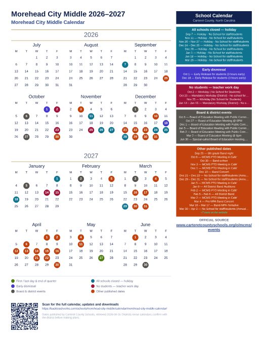 Morehead City Middle Calendar preview