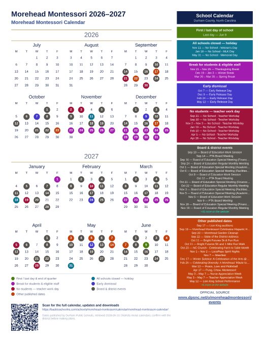 Morehead Montessori Calendar preview