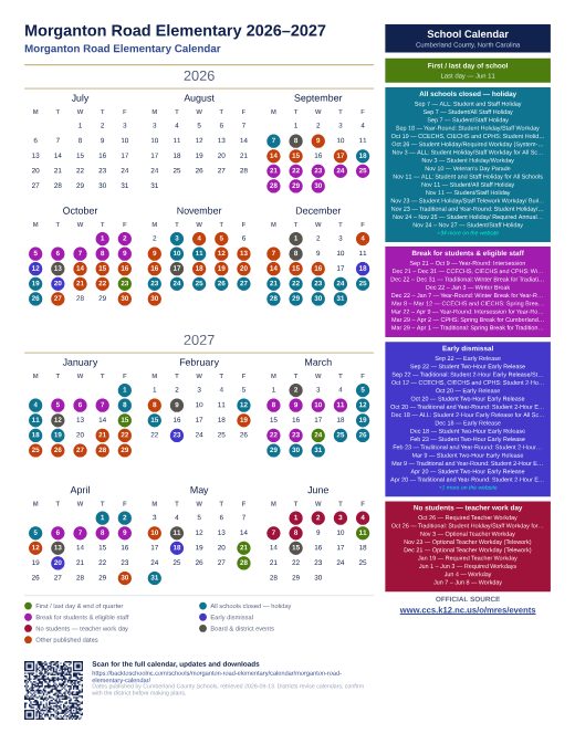 Morganton Road Elementary Calendar preview