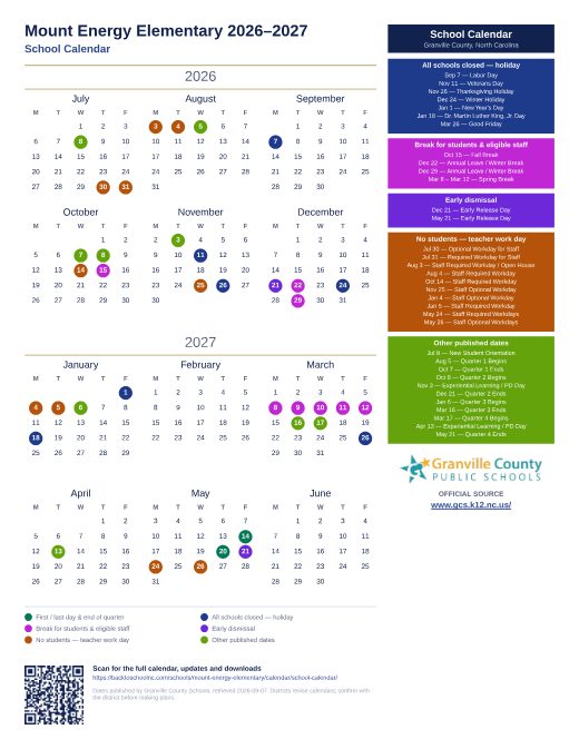School Calendar preview