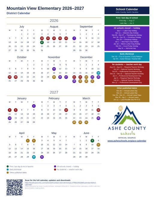 District Calendar preview