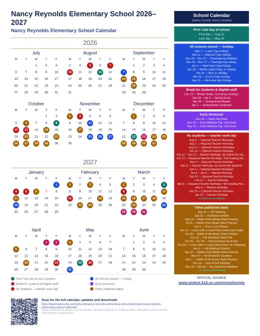 Nancy Reynolds Elementary School Calendar preview