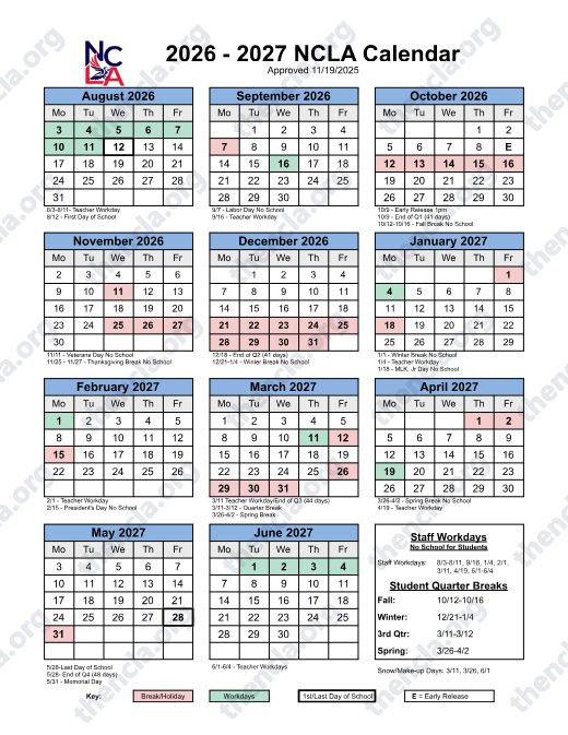 2026-2027 Calendar preview