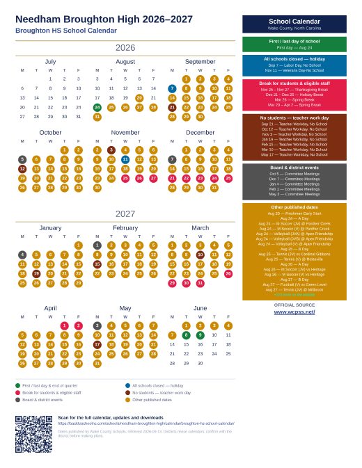 Broughton HS School Calendar preview