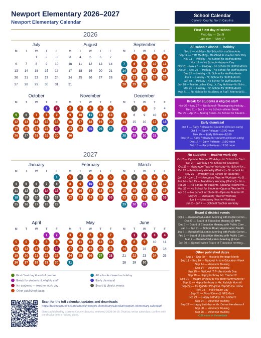 Newport Elementary Calendar preview