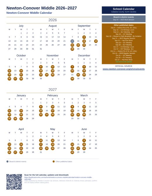 Newton-Conover Middle Calendar preview