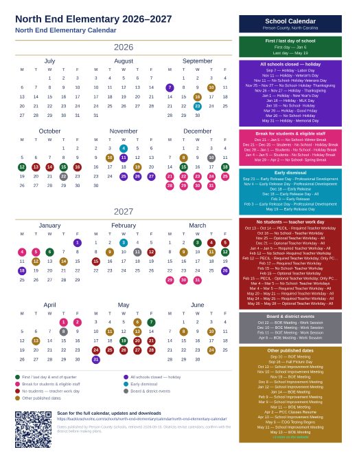 North End Elementary Calendar preview