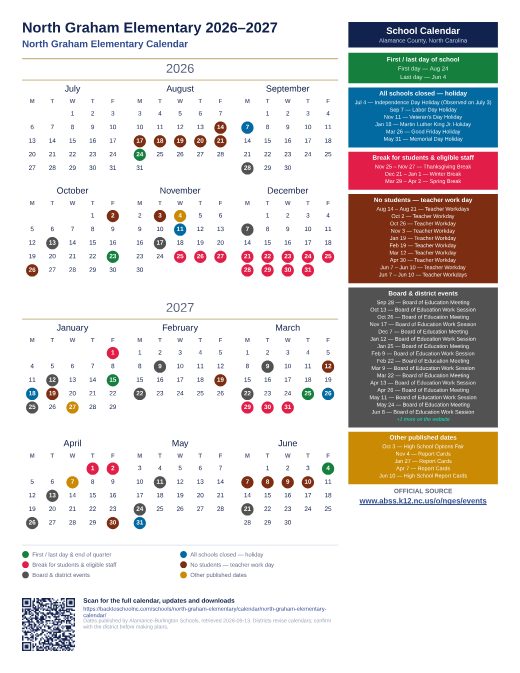 North Graham Elementary Calendar preview