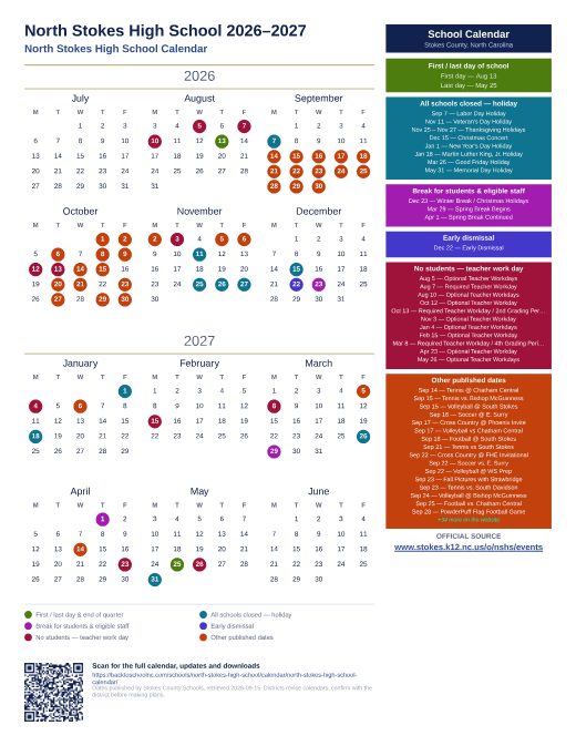 North Stokes High School Calendar preview