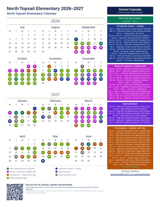 North Topsail Elementary Calendar preview