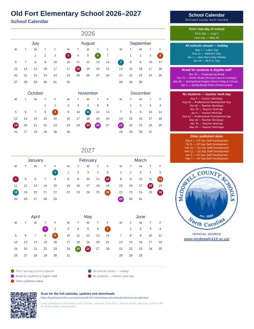 School Calendar preview