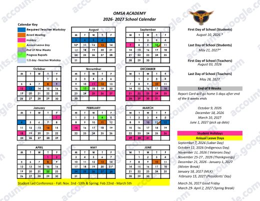 2026-2027 Calendar preview