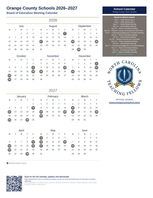 Board of Education Meeting Calendar preview