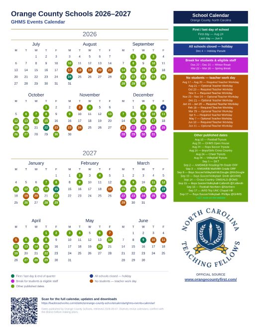 GHMS Events Calendar preview