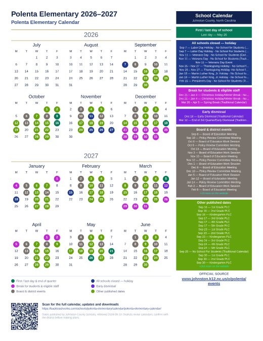 Polenta Elementary Calendar preview