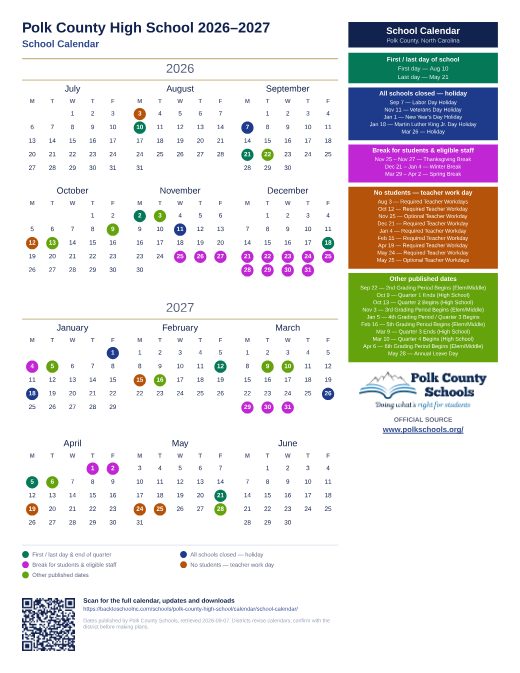 School Calendar preview