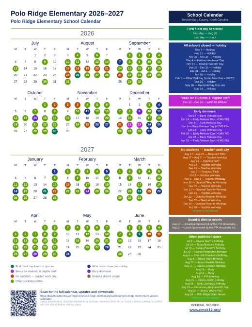 Polo Ridge Elementary School Calendar preview