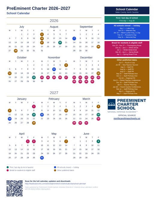 School Calendar preview