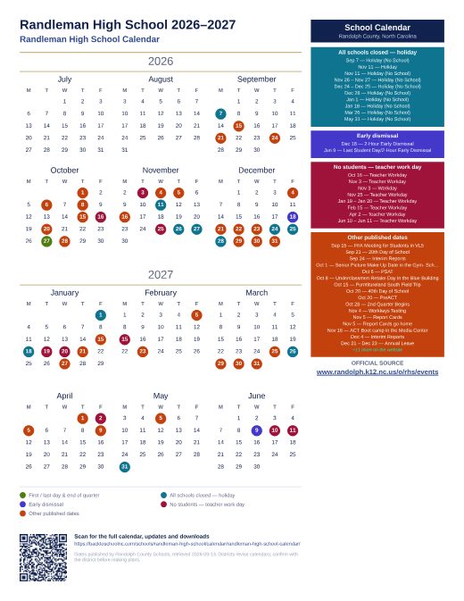 Randleman High School Calendar preview