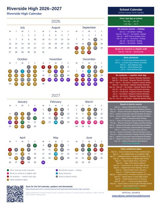 Riverside High Calendar preview