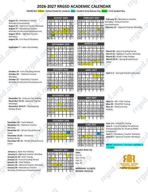 2026-2027 Calendar preview