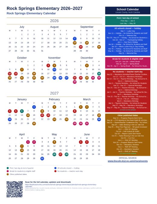 Rock Springs Elementary Calendar preview