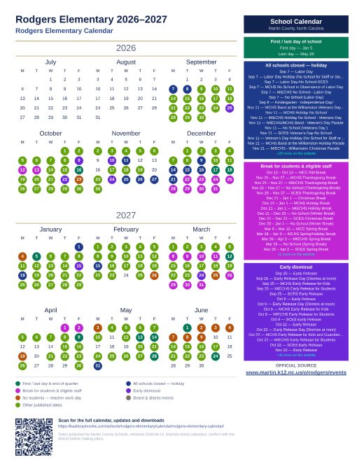 Rodgers Elementary Calendar preview