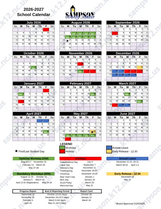 2026-2027 Calendar preview