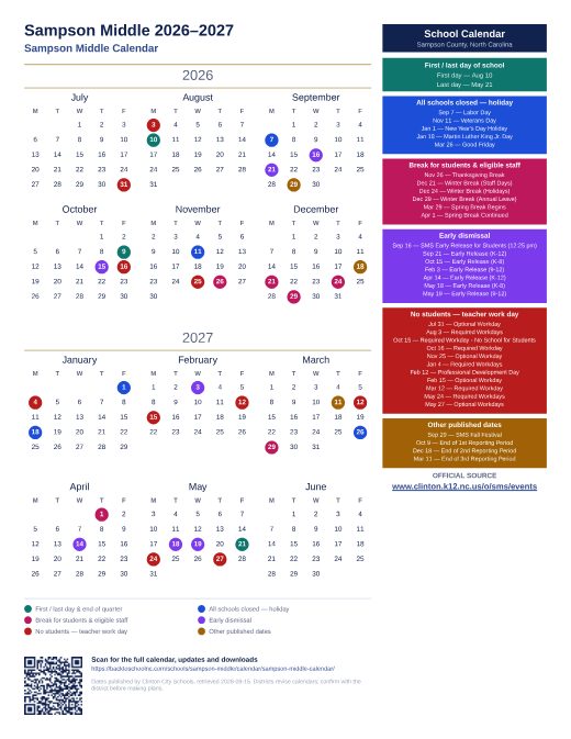 Sampson Middle Calendar preview