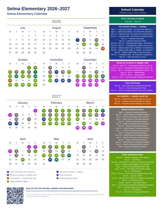 Selma Elementary Calendar preview
