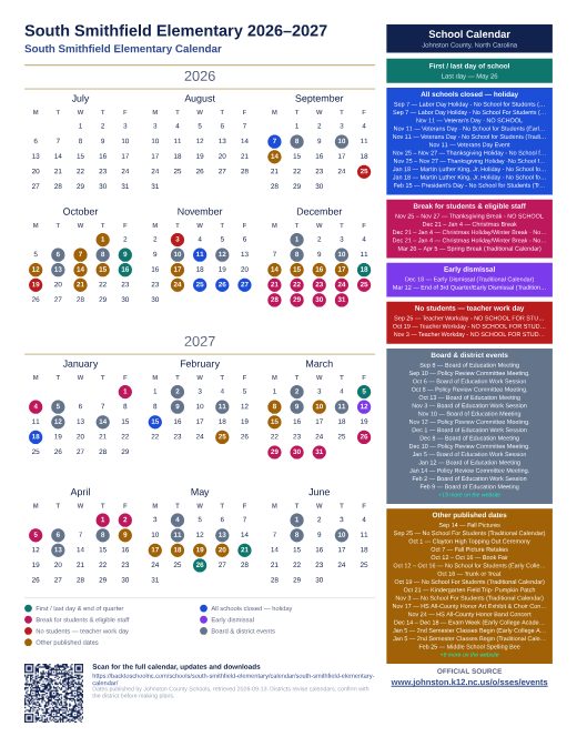 South Smithfield Elementary Calendar preview