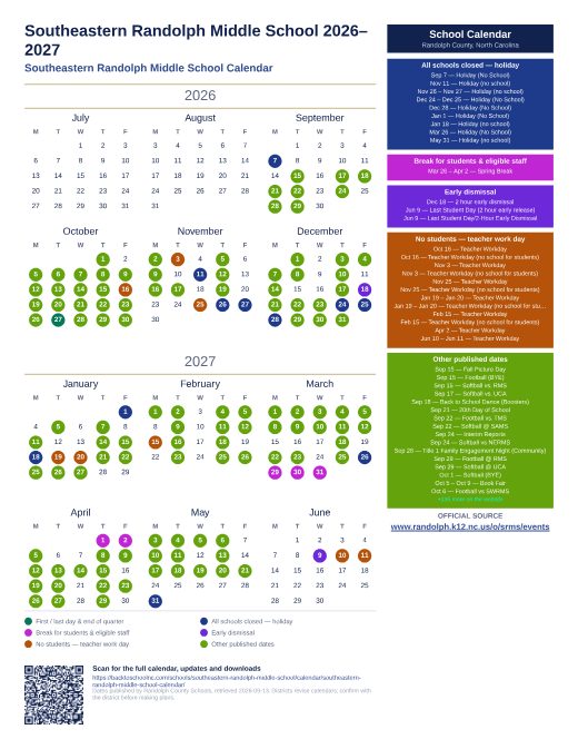 Southeastern Randolph Middle School Calendar preview