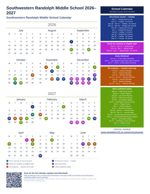 Southwestern Randolph Middle School Calendar preview