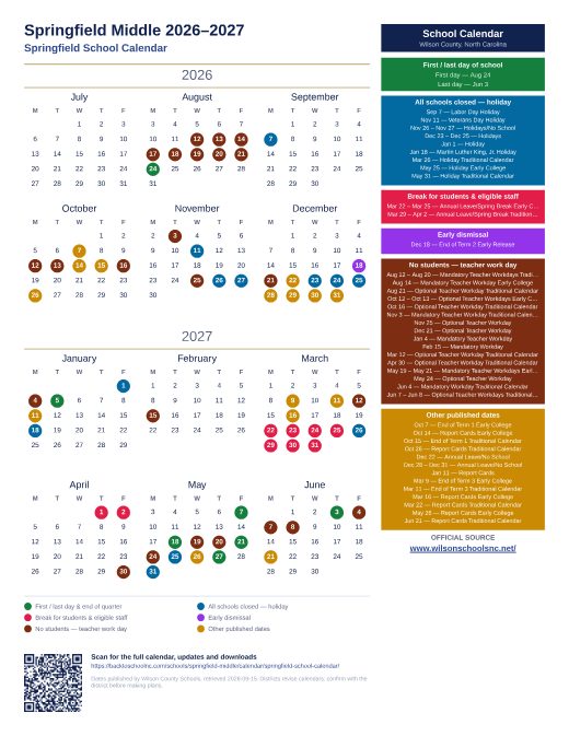 Springfield School Calendar preview