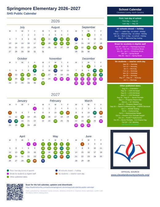 SHS Public Calendar preview