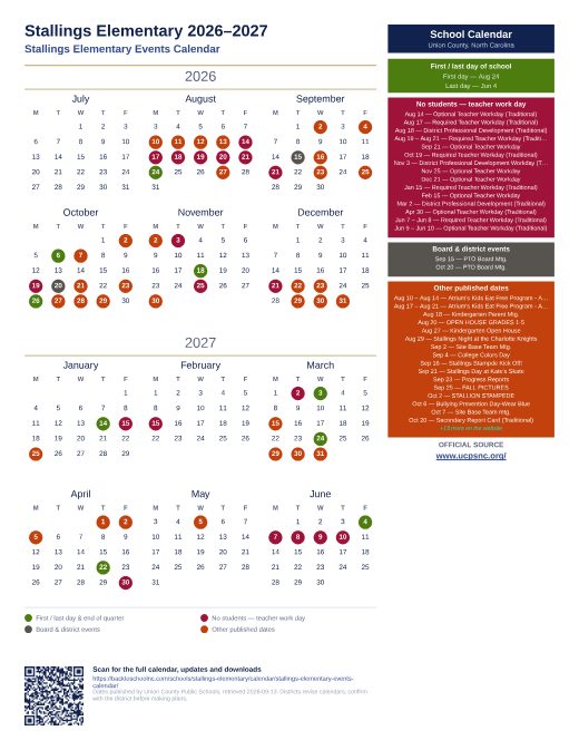 Stallings Elementary Events Calendar preview
