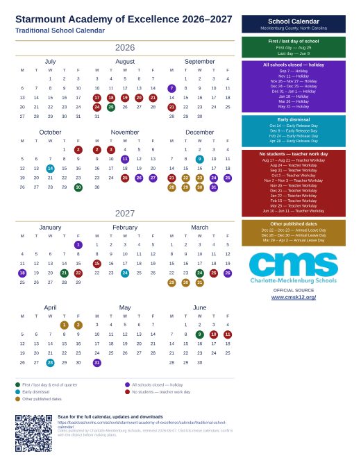 Traditional School Calendar preview