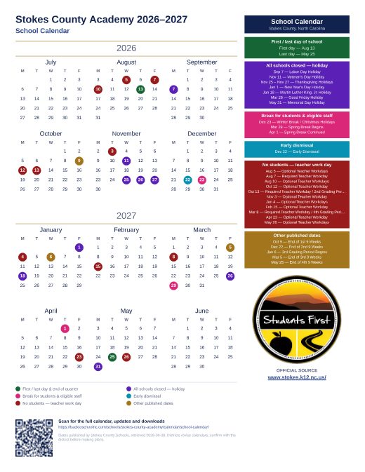 School Calendar preview
