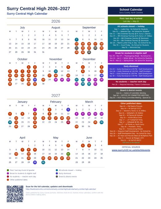 Surry Central High Calendar preview
